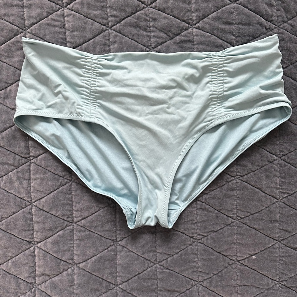 Athleta Ruched Bikini Bottom Size Large Women’s Light Blue